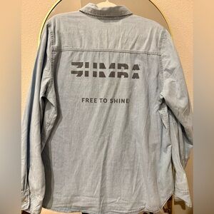 Zumba “Free to Shine” Bling Denim Shirt 💎 Dance & Sparkle Style